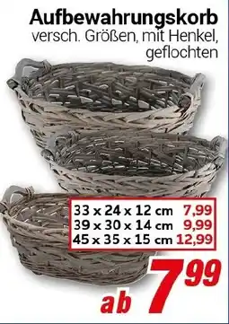 CENTERSHOP Aufbewahrungskorb versch. Größen, mit Henkel, Angebot