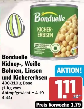 HIT Bonduelle Kidney-, Weiße Bohnen, Linsen und Kichererbsen Angebot