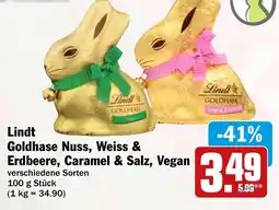 HIT Lindt Goldhase Nuss, Weiss & Erdbeere, Caramel & Salz, Vegan Angebot
