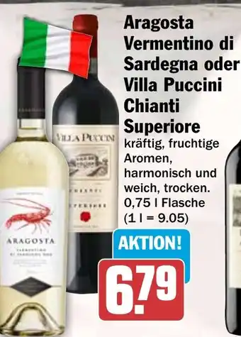 HIT Aragosta Vermentino di Sardegna oder Villa Puccini Chianti Superiore Angebot