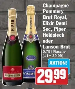 HIT Champagne Pommery Brut Royal, Elixir Demi Sec, Piper Heidsieck oder Lanson Brut Angebot