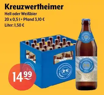 Getränke Hoffmann Kreuzwertheimer Hell oder Weißbier Angebot