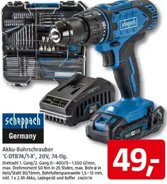 Bauhaus Scheppach Akku-Bohrschrauber C-DTB74/1-X', 20V, 74-tlg. Angebot