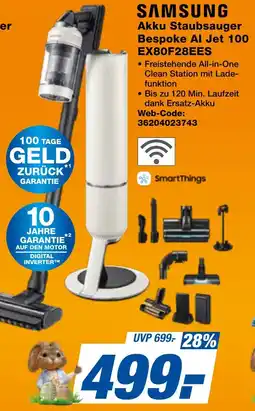 expert Techno Land SAMSUNG Akku Staubsauger Bespoke Al Jet 100 EX80F28EES Angebot