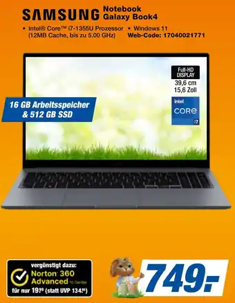 expert Techno Land SAMSUNG Notebook Galaxy Book4 Angebot
