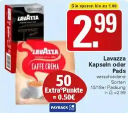 WEZ Lavazza Kapseln oder Pads Angebot
