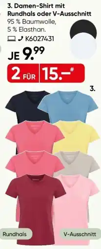 Galeria MANGUUN Damen-Shirt mit Rundhals oder V-Ausschnitt Angebot