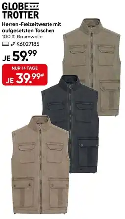 Galeria GLOBE TROTTER Herren-Freizeitweste mit aufgesetzten Taschen Angebot