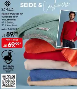 Galeria GALERIA seide/cashmere Herren-Pullover mit Rundhals oder V-Ausschnitt Angebot