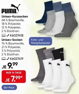 Galeria PUMA Unisex-Kurzsocken oder Unisex-Socken Angebot