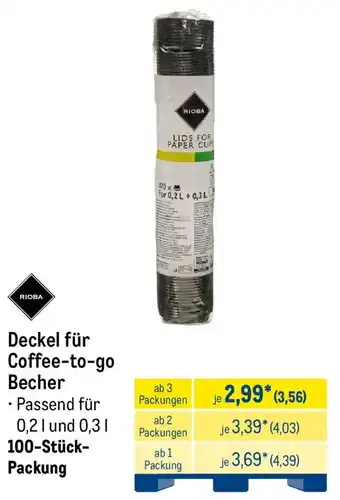 METRO RIOBA Deckel für Coffee-to-go Becher Angebot