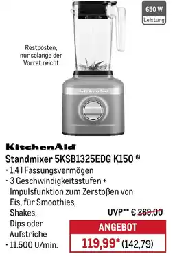 METRO KitchenAid Standmixer 5KSB1325EDG K150 Angebot