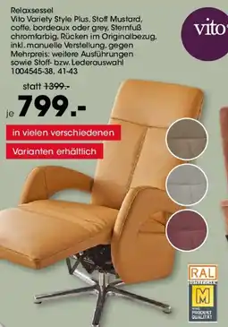 Möbel Martin Vito Relaxsessel Angebot