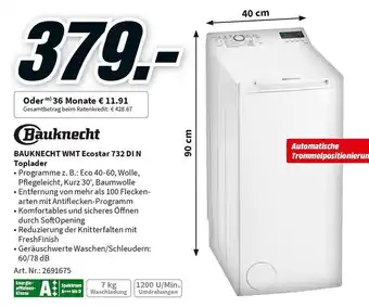 MediaMarkt Bauknecht WMT Ecostar 732 DI N Toplader Angebot