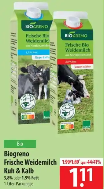 Famila Nord Ost Biogreno Frische Weidemilch Kuh & Kalb Angebot