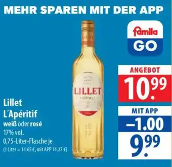 Famila Nord Ost Lillet L'Apéritif weiß oder rosé Angebot
