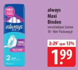 Famila Nord Ost always Maxi Binden Angebot