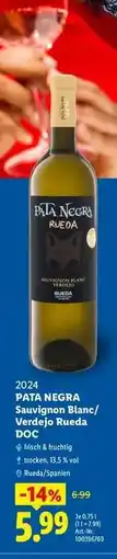 Lidl PATA NEGRA Sauvignon Blanc/Verdejo Rueda DOC Angebot