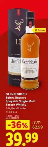 Lidl Glenfiddich Solera Reserve Speyside Single Malt Scotch Whisky Angebot