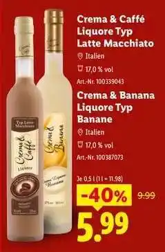 Lidl Crema & Caffé Liquore Typ Latte Macchiato Angebot