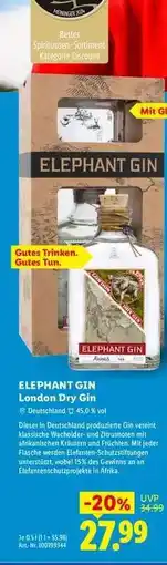 Lidl ELEPHANT GIN London Dry Gin Angebot