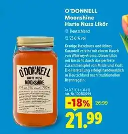 Lidl O’DONNELL Moonshine Harte Nuss Likör Angebot