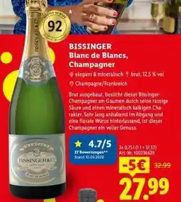 Lidl Bissinger Blanc de Blancs Champagner Angebot
