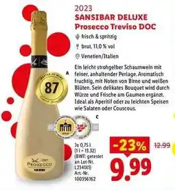 Lidl Sansibar Deluxe Prosecco Treviso DOC Angebot