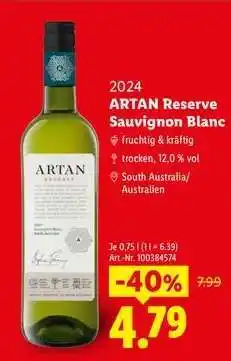 Lidl Artan Reserve Sauvignon Blanc Angebot