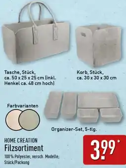 Aldi Nord HOME CREATION Filzsortiment Angebot