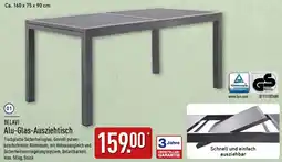 Aldi Nord BELAVI Alu-Glas-Ausziehtisch Angebot
