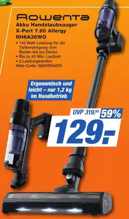 K+B Expert Rowenta Akku Handstaubsauger X-Pert 7.60 Allergy RH6A36WO Angebot