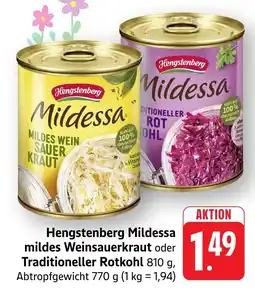 Edeka Neukauf Hengstenberg Mildessa mildes Weinsauerkraut oder Traditioneller Rotkohl Angebot