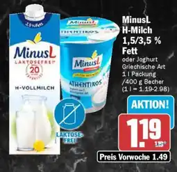 AEZ MinusL H-Milch 1,5/3,5% Fett Angebot