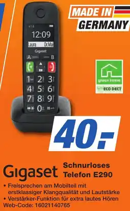 K+B Expert Gigaset Schnurloses Telefon E290 Angebot