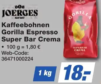 K+B Expert JOERGES Kaffeebohnen Gorilla Espresso Super Bar Crema Angebot