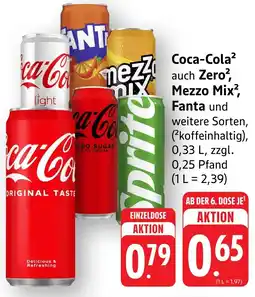 Edeka Neukauf Coca-Cola auch Zero Mezzo Mix, Fanta Angebot