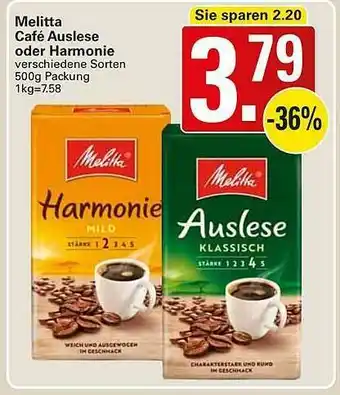 WEZ Melitta Café Auslese Oder Harmonie Angebot