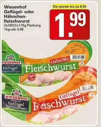 WEZ Wiesenhof Geflügel- Oder Hähnchenfleischwurst Angebot