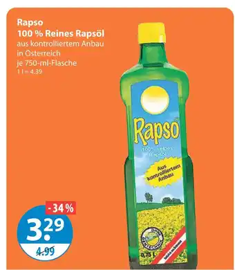 V Markt Rapso 100 % reines rapsöl Angebot