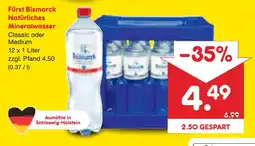 Netto Marken-Discount Fürst bismarck natürliches mineralwasser classic oder medium Angebot