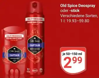 Globus Old Spice Deospray oder stick Angebot