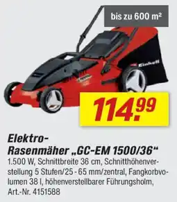 toom Baumarkt Einhell Elektro- Rasenmäher,,GC-EM 1500/36" Angebot