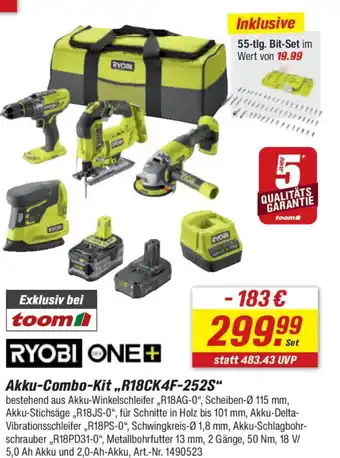 toom Baumarkt RYOBI ONE+ Akku-Combo-Kit ,,R18CK4F-252S" Angebot
