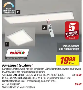 toom Baumarkt Panelleuchte „Anna" Angebot