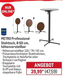METRO METRO PROFESSIONAL Stehtisch, 0.60 cm, höhenverstellbar Angebot