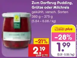 Netto Marken-Discount Zum Dorfkrug Pudding, Grütze oder Milchreis Angebot