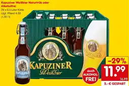 Netto Getränke Discount Kapuziner Weißbier Naturtrüb oder Alkoholfrei Angebot