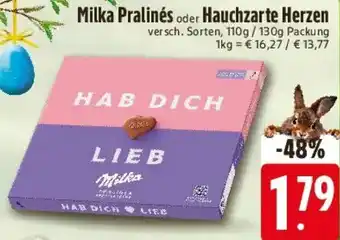 E-Center Milka Pralinés oder Hauchzarte Herzen Angebot