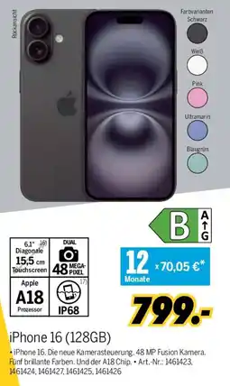 MEDIMAX iPhone 16 (128GB) Angebot